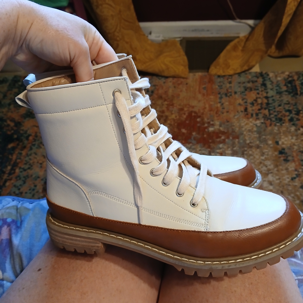 White and Brown Women's Boots